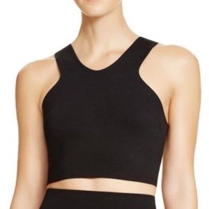 Black Double V Back Zip Crop Top